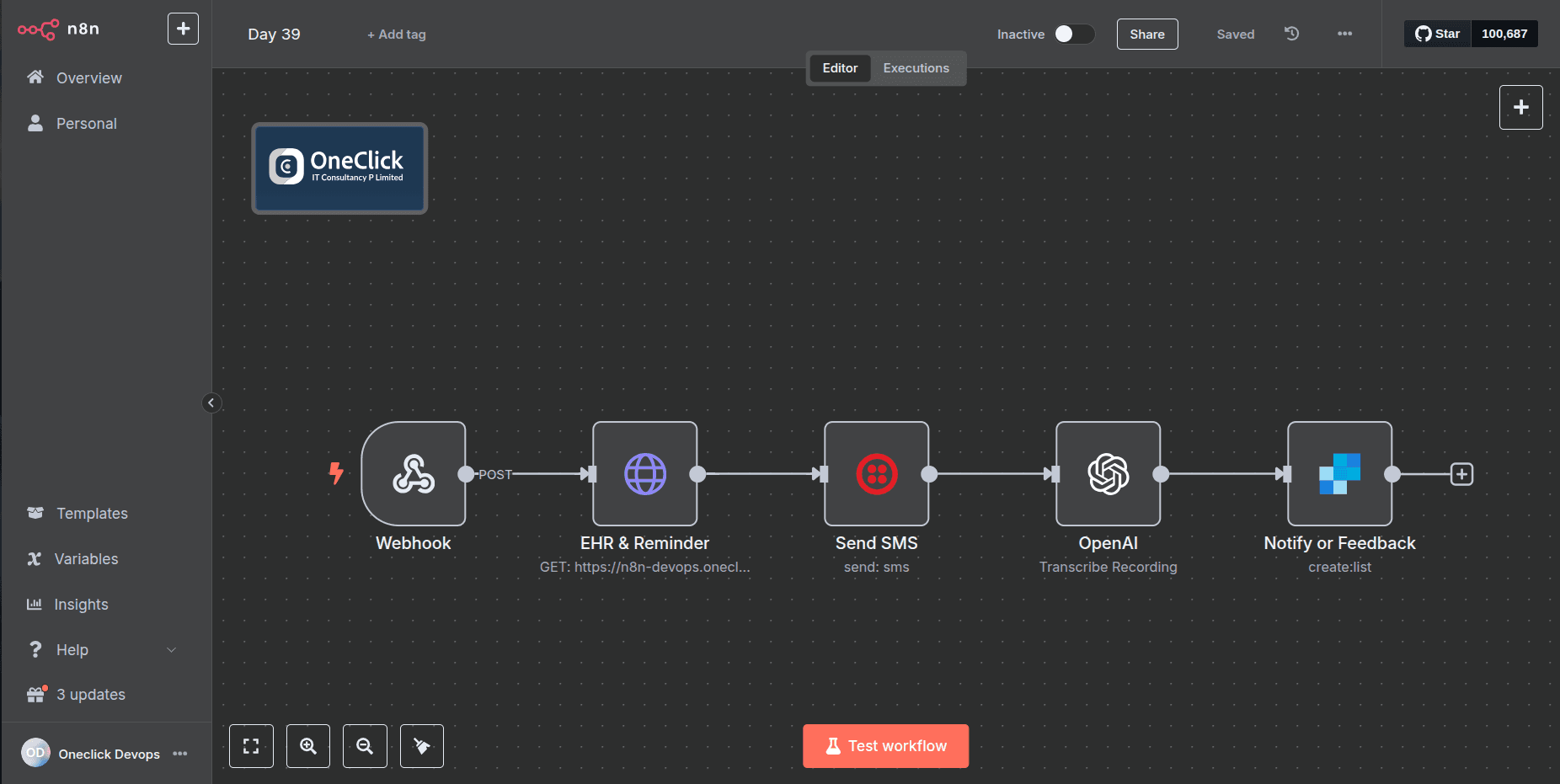 n8n workflow automation for AI-driven doctor and patient reminders