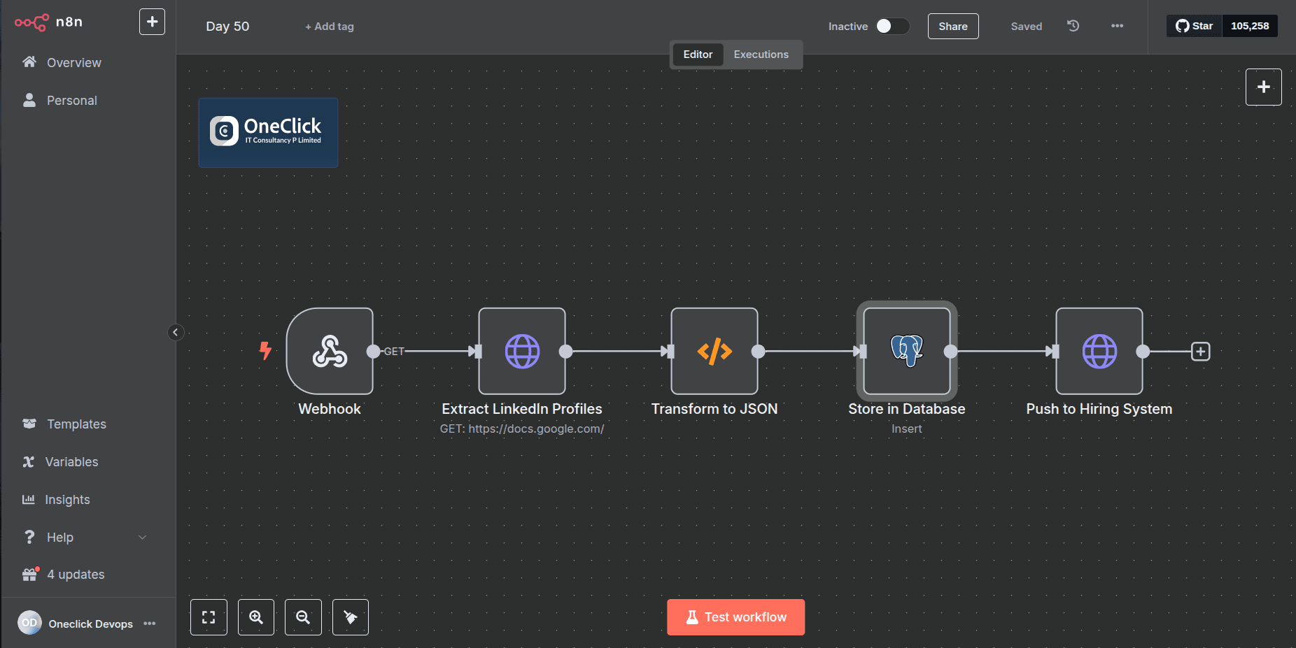 Automated workflow for extracting LinkedIn profiles and generating JSON resumes using AI agents