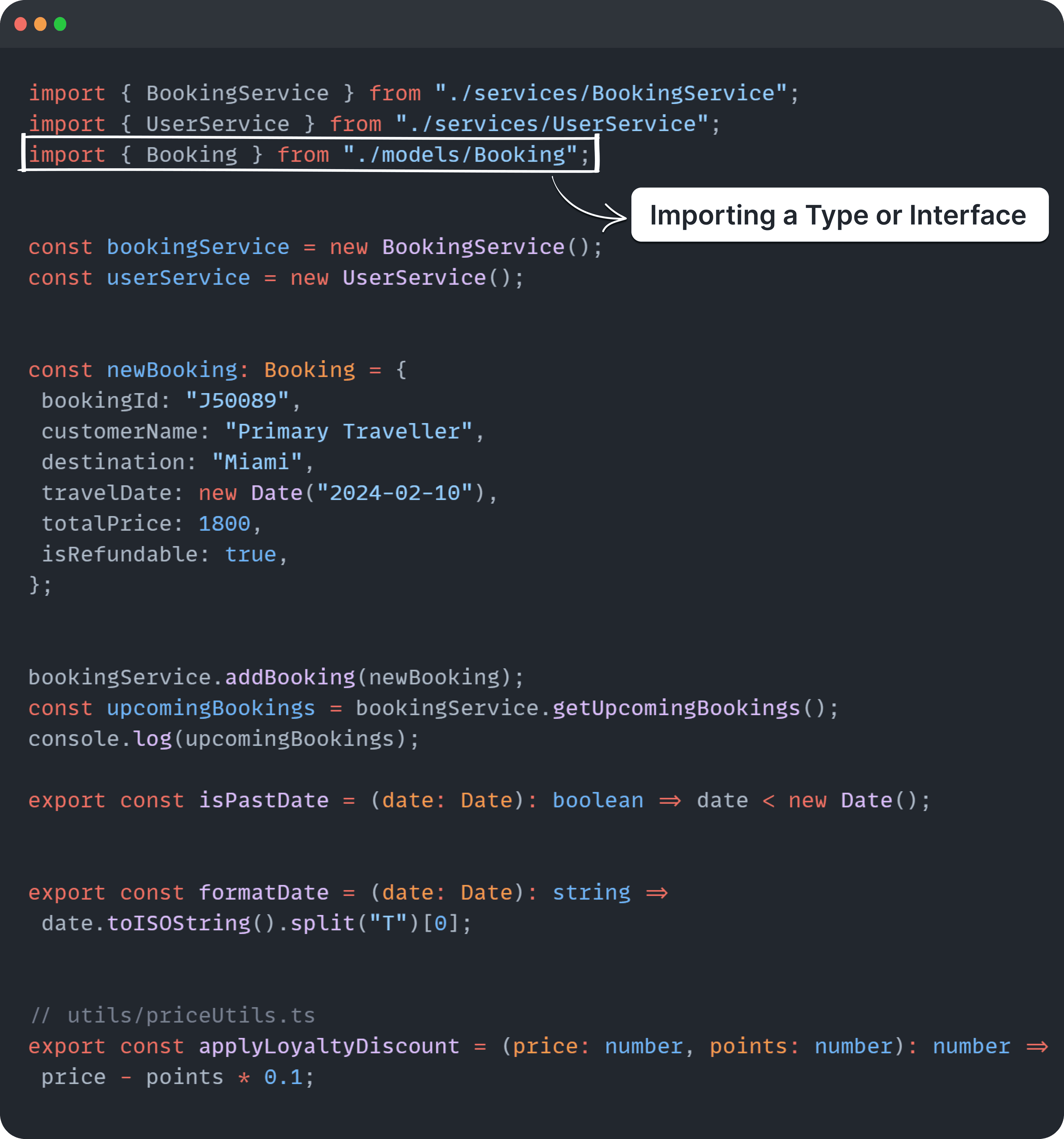 OneClick TypeScript Code Snippet