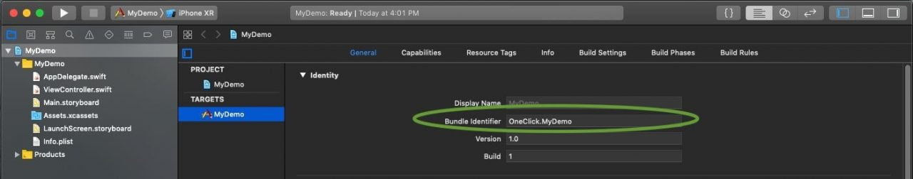 Create bundle identifier