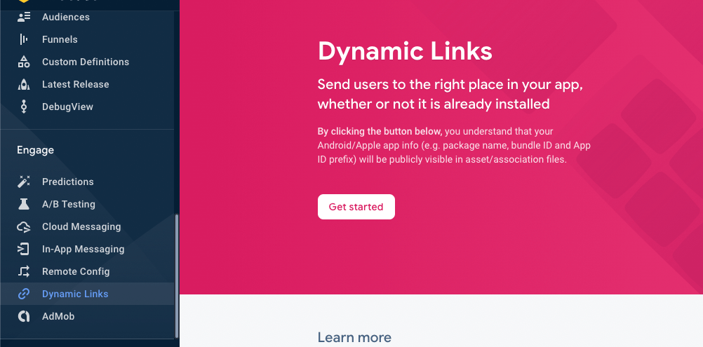 select dynamic links from console panel