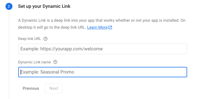 setup your dynamic link