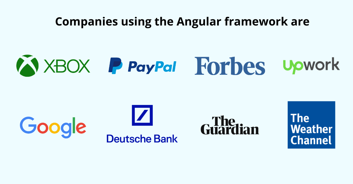 companies using the angular framework are