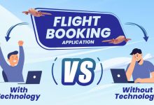 flight booking application with vs without technology