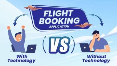 flight booking application with vs without technology