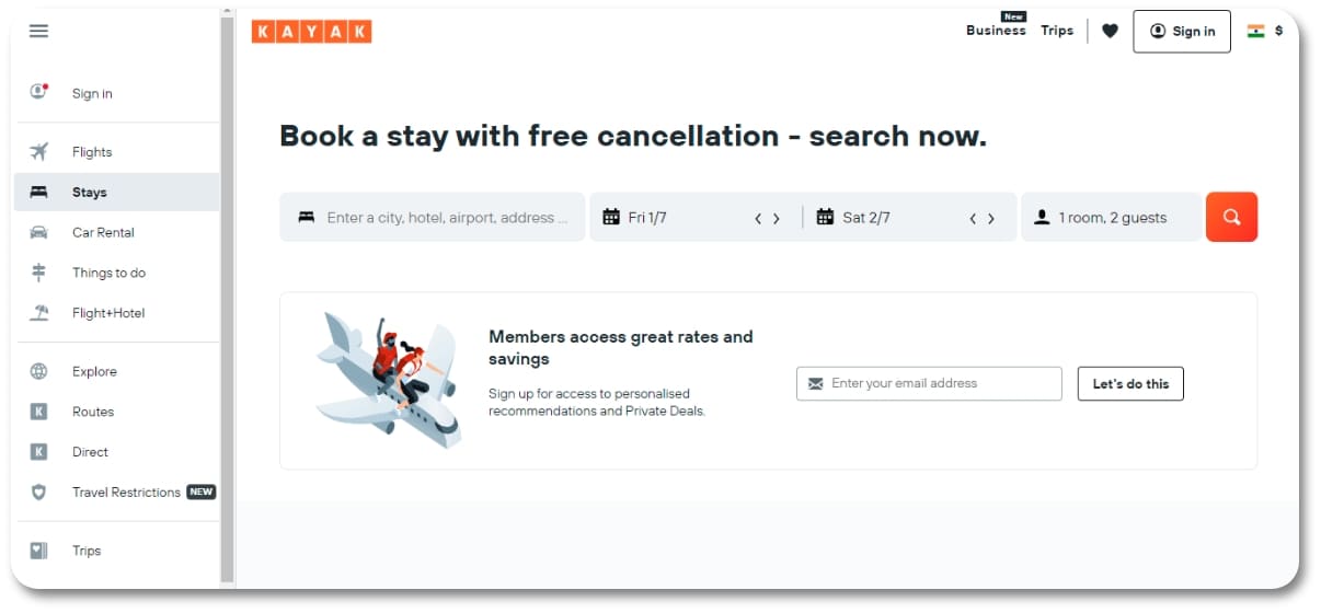 kayak.com - top hotel search engines