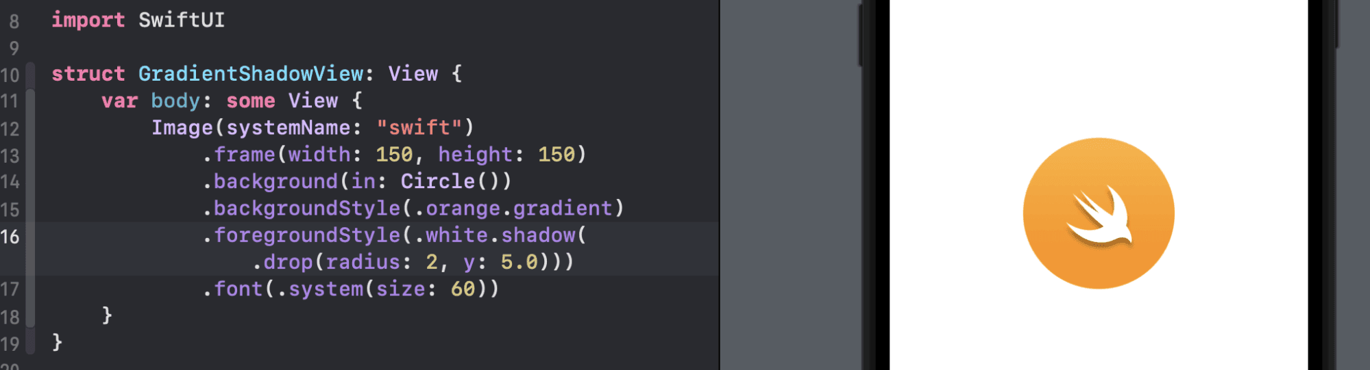 Gradient and Shadow SwiftUI 4 for iOS 16