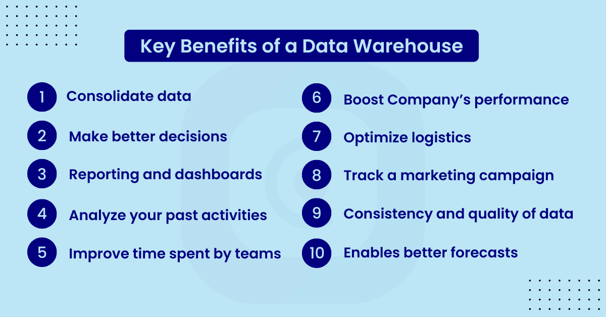 key benefits of data warehouse