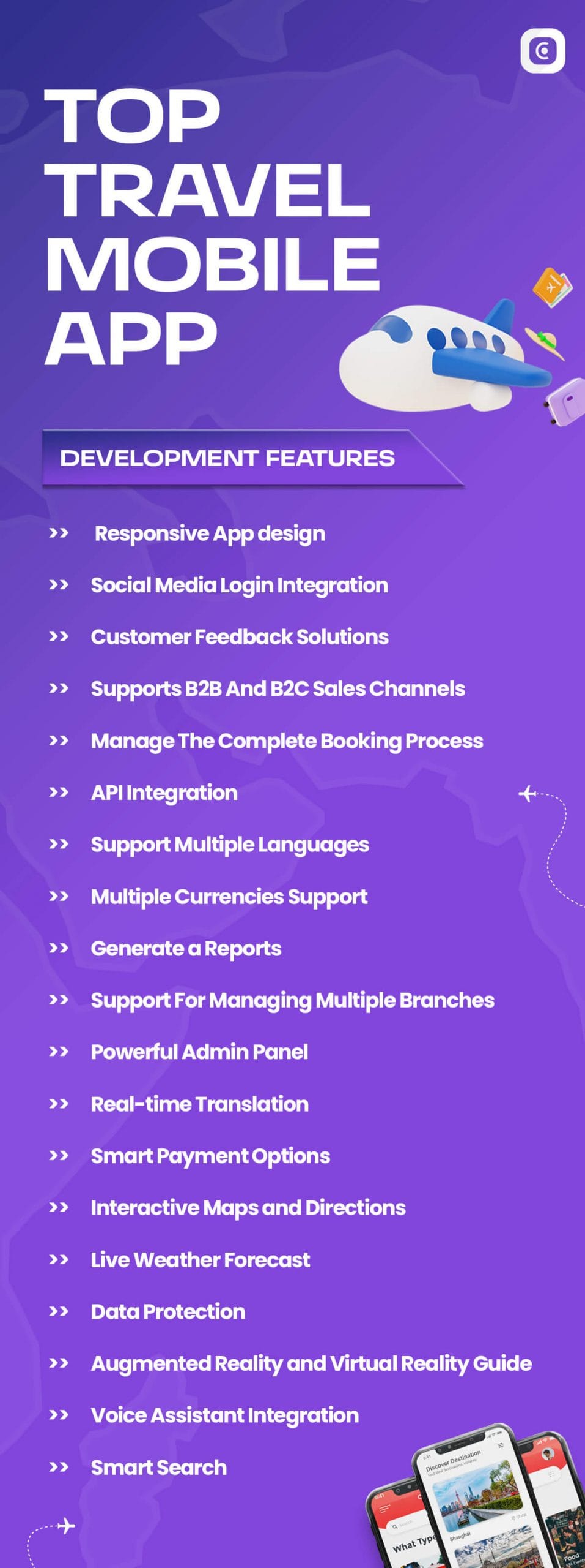 top travel mobile app development features