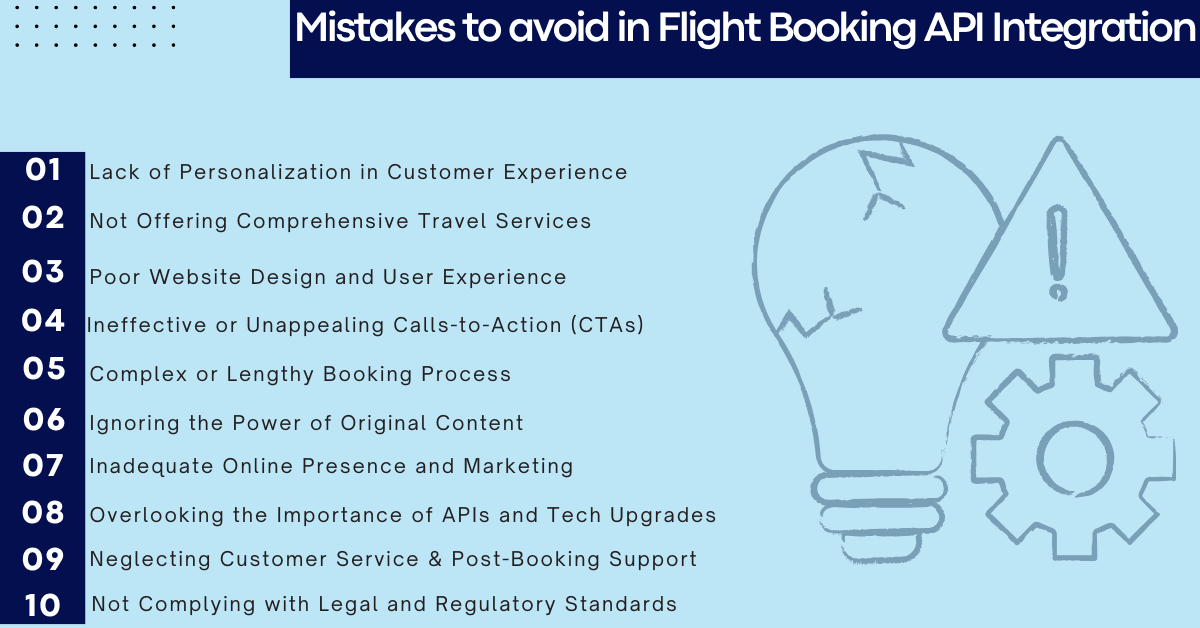 mistakes travel agents make while integrating flight booking api in travel portal