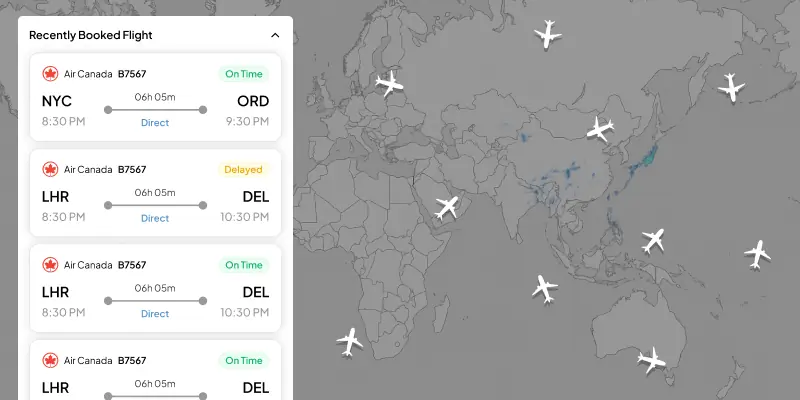 flight tracking dashboard with real-time flight updates